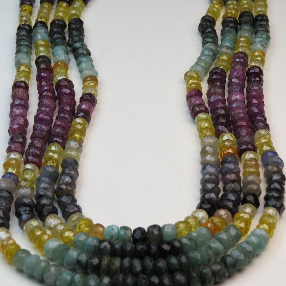 Emerald Ruby Sapphire Necklace 600 CARAT tot Weight Multi Chain